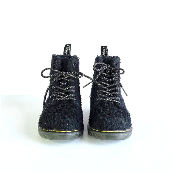 DR MARTENS Junior 1460 Pascal Tinsel Fur Lace Up Boots Black 12 29 Sparkly Girls - Picture 6 of 14